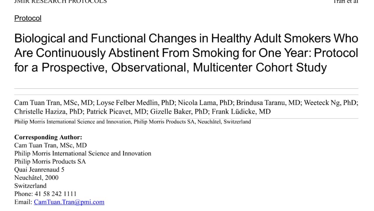 Biological and functional changes in healthy adult smokers who are continuously abstinent from smoking for one year: Protocol for a prospective, observational, multicenter cohort study