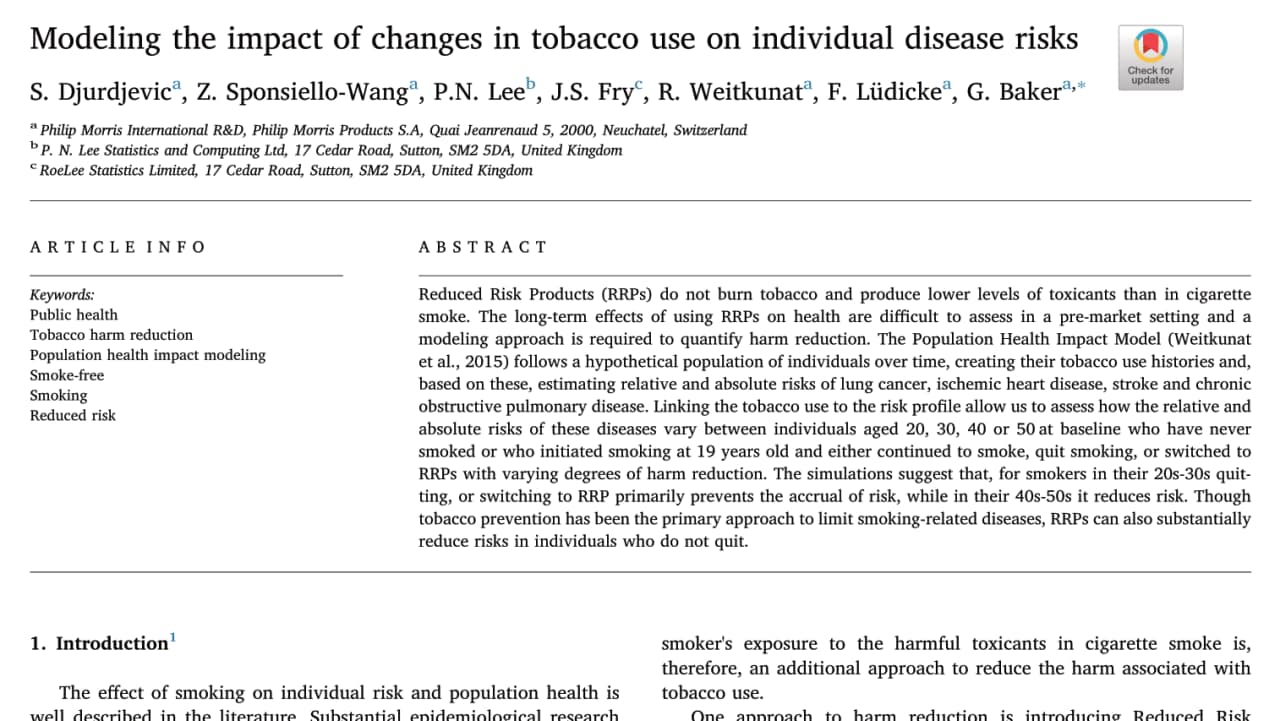 Modeling the impact of changes in tobacco use on individual disease risks